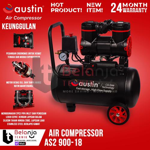 [EZM.3500970] Austin Mesin Kompresor Udara AS2 900-18 Air Compressor Oilless 18 L