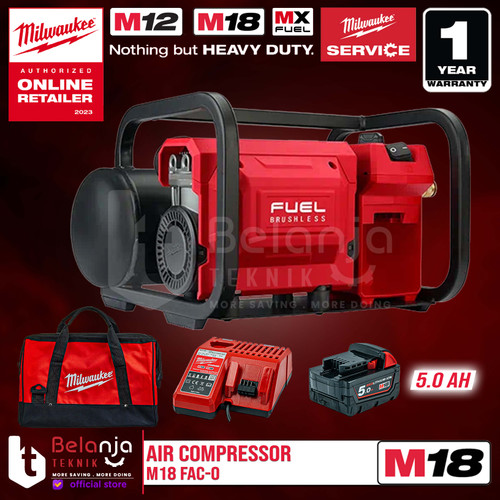 [EZM.3501012] Milwaukee Air Compressor M18 FAC-0 Kompresor Angin Baterai Set 18V 5Ah