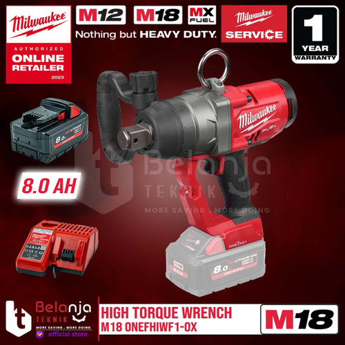 [EZM.3501049] Milwaukee High Torque Wrench M18 ONEFHIWF1-0X Pembuka Baut Set 18V 8AH