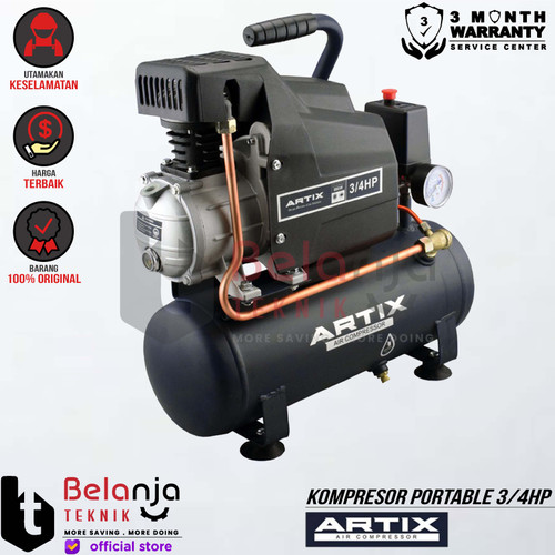 [EZM.3501076] Artix Kompressor Portable 3/4HP 9L Isian Angin Listrik DA-0709
