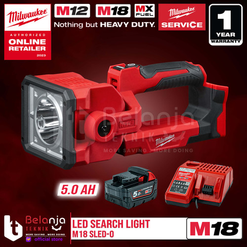[EZM.3501255] Milwaukee Led Search Light M18 SLED-0 Lampu Senter Kerja Set 18V 5 AH