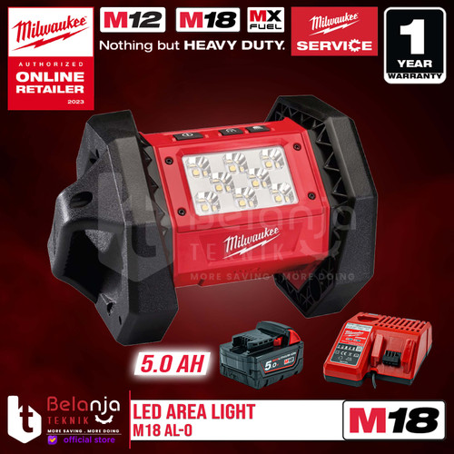 [EZM.3501259] Milwaukee Led Area Light M18 AL-0 Lampu Kerja Portable Set 18V 5 AH