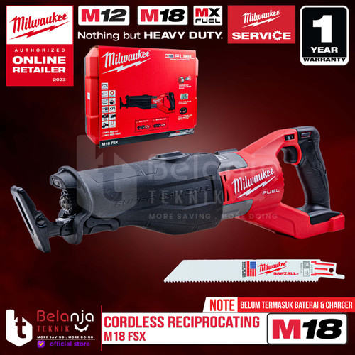 [EZM.3501278] Milwaukee Super Sawzall Reciprocating M18 FSX-0C Sabre Saw Baterai 18V Unit Only