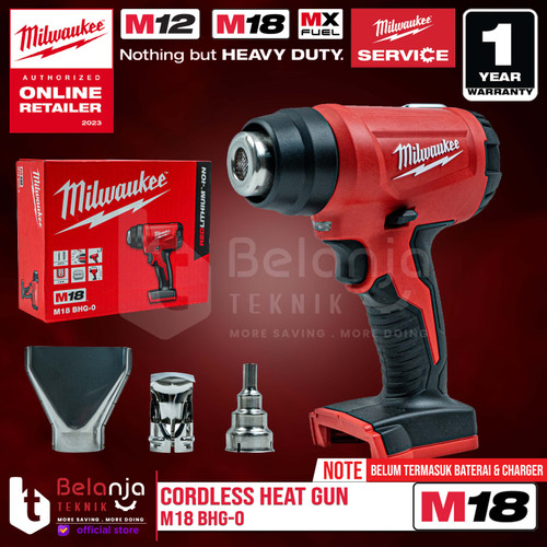 [EZM.3501288] Milwaukee Heat Hot Gun Cordless M18 BHG-0 Pemanas 470 C 18V Unit Only