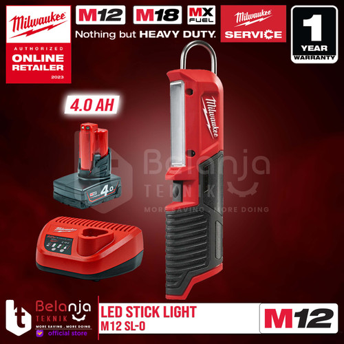 [EZM.3501304] Milwaukee Led Stick Light M12 SL-0 Lampu Kerja Portable Set 12 V 4 AH