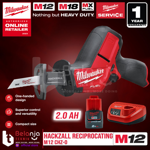 [EZM.3501314] Milwaukee Compact Hackzall Reciprocating M12 CHZ-0 Gergaji Set 12V 2AH