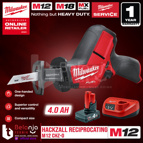 [EZM.3501315] Milwaukee Compact Hackzall Reciprocating M12 CHZ-0 Gergaji Set 12V 4AH