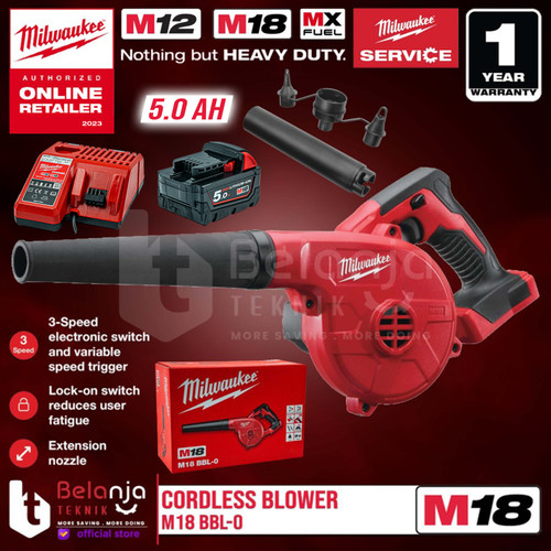 [EZM.3501372] Milwaukee Mesin Hand Blower Cordless M18 BBL-0 Baterai SET 18V 5 Ah