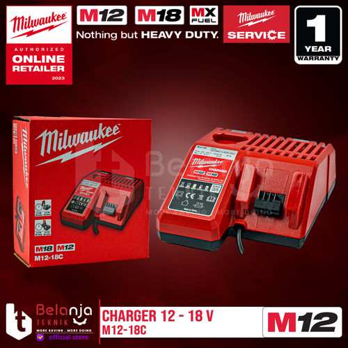[EZM.3501407] Milwaukee Charger Battery M12-18C Pengisi Daya Baterai 12V 18V M12 M18