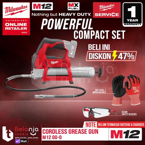 [EZM.3501412] Milwaukee Grease Gun Cordless M12 GG-0 Pompa Gemuk Baterai Unit Only