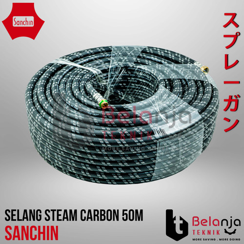 [EZM.3501484] Sanchin Selang Mesin Steam 50 Meter Selang Carbon Hitam High Pressure Hose 50M 50 M