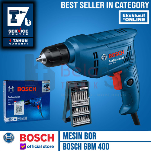 [EZM.3501506] Bosch Bor Besi GBM 400 10MM 400 Watt + Mata Obeng 25 Pcs