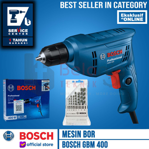 [EZM.3501509] Bosch Bor Besi GBM 400 10MM 400 Watt + Mata Bor Beton CYL-4 8 PCS