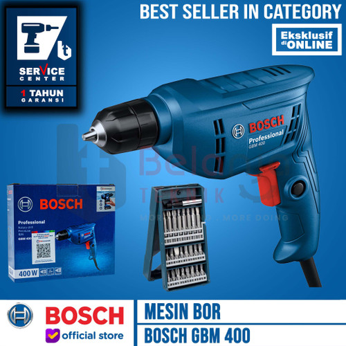 [EZM.3501540] Bosch Mesin Bor Besi Listrik GBM400 10MM + Mata Bor Set Xline 25 PCS