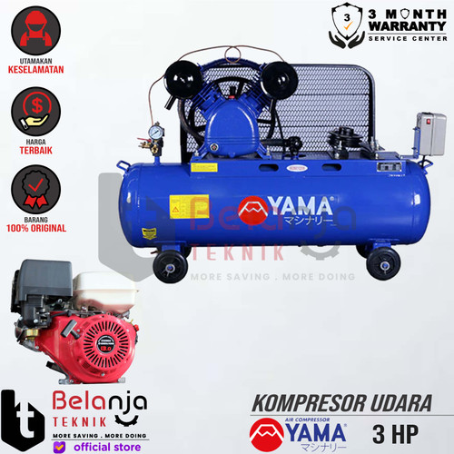 [EZM.3501579] Yama Unloaded Kompresor Angin 3 HP + Engine General 370 13 HP