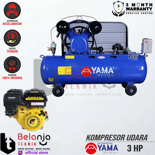 [EZM.3501580] Yama Unloaded Kompresor Angin 3 HP + Engine Firman SFE 270 9HP