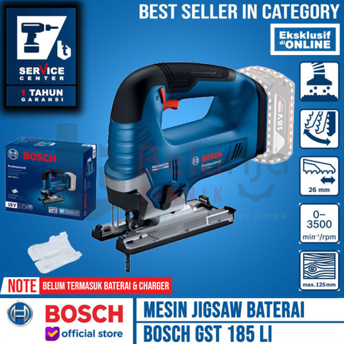 [EZM.3501782] Bosch Mesin Gergaji Baterai GST 185 Li Jigsaw Cordless 18 Volt 18V