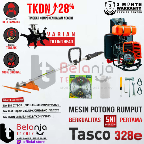 [EZM.3501792] Tasco Mesin Potong Rumput Gendong 2 Tak 328 E + Tilling Head TMT 267 C