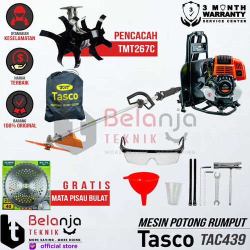 [EZM.3501793] Tasco Mesin Potong Rumput Gendong 4Tak TAC 439 +Tilling Head TMT 267 C
