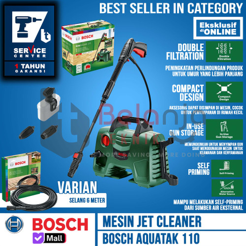 [EZM.3501821] Bosch Jet Cleaner Long Lance Aquatak 110 1300W + Sambungan Selang 6 M