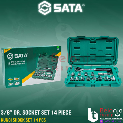 [EZM.3502013] Sata Kunci Shock Set 6 PT 3/8" Inch 8-19 MM 14 Pcs Rachet Sock 09523