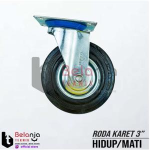 [EZM.3502114] Roda Troli Roda Caster Karet 3 Inch Hidup Putar Tampa Rem 3" Roda