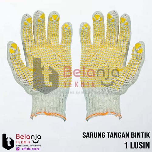 [EZM.3502133] Steel Horse Sarung Tangan Kain Bintik Dot 12PCS Working Gloves 1 Lusin