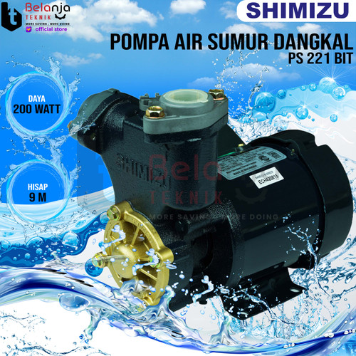 [EZM.3502286] Shimizu Pompa Air Sumur Dangkal PS 221 Bit 9 Meter Water Pump PS221BIT