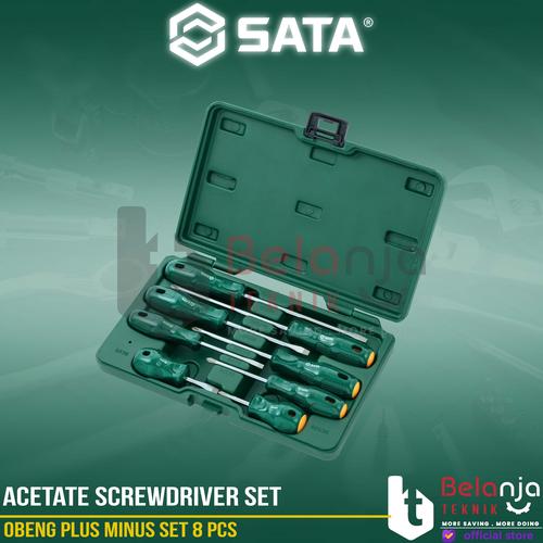 [EZM.3502330] Sata Acetate Screwdriver Set Tool Kit 8 PCS Obeng Plus Minus Set 09306