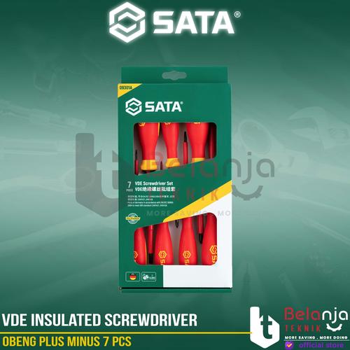 [EZM.3502338] Sata VDE Insulated Screwdriver Set 7 PCS Obeng Plus Minus 09301A