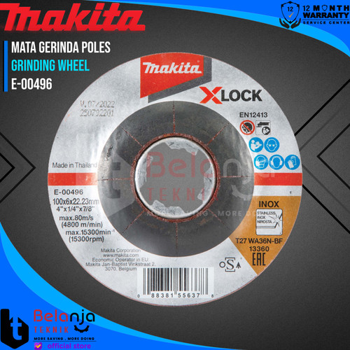 [EZM.3502415] Makita Grinding Wheel Xlock Stainless 4 Inch X 6 MM Mata Gerinda Poles
