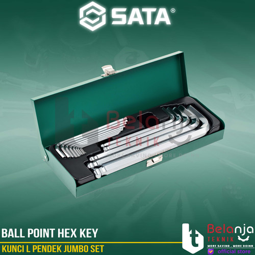 [EZM.3502495] Sata Kunci L Pendek Jumbo Set 14 PCS 09141 Ball Point Hex Key 1-17 MM