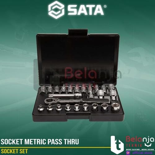 [EZM.3502496] Sata Socket Set 09131 25 PCS 1/4 Inch DR 6PT Socket Metric Pass Thru