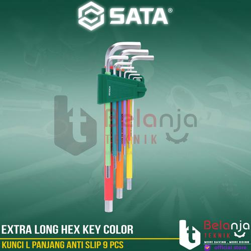[EZM.3502506] Sata Kunci L Panjang Anti Slip 09103CH 9 PCS Extra Long Hex Key Color