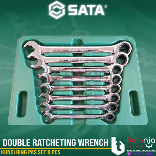 [EZM.3502512] Sata Kunci Ring Pas Double Ratcheting Wrench 8 Pcs Set 09079 8-19MM