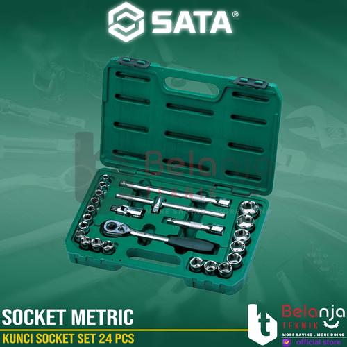 [EZM.3502517] Sata Kunci Socket Set 24 PCS 09060-6 1/2 Inch DR 6PT Metric 9-32MM
