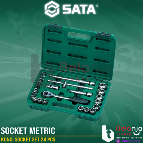 [EZM.3502517] Sata Kunci Socket Set 24 PCS 09060-6 1/2 Inch DR 6PT Metric 9-32MM