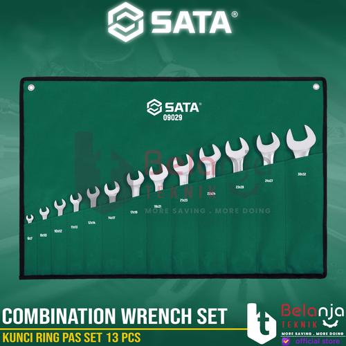 [EZM.3502519] Sata Kunci Ring Pas Set 13 PCS 09029 Combination Wrench Metric CRV