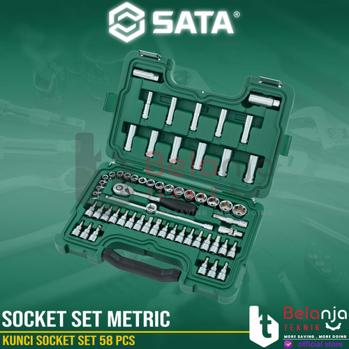[EZM.3502537] Sata Kunci Socket Set 58 PCS 3/8 Inch 09004 DR 6 PT Socket Set Metric