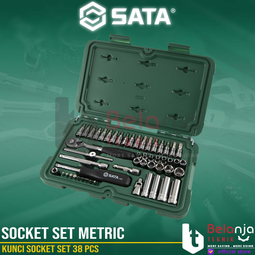 [EZM.3502538] Sata Kunci Socket Set 38 PCS 1/4 Inch 09002 DR 6 PT Socket Set Metric