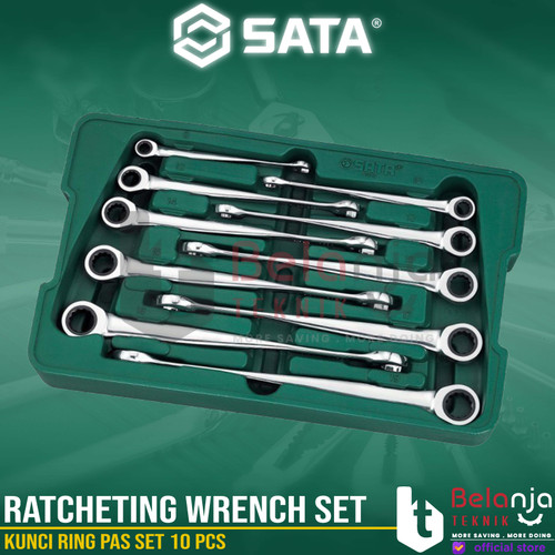 [EZM.3502542] Sata Tools Kunci Ring Pas Set 10 PCS 08016 Ratcheting Wrench Set