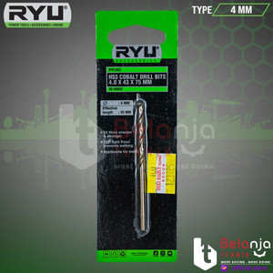 [EZM.3502627] Ryu HSS Cobalt Drill Bit 4 MM Mata Bor HSS Stainless Besi Aluminium