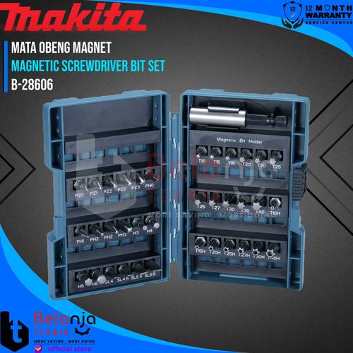 [EZM.3502685] Makita Magnetic Screwdriver Bit Set 37 Pcs Mata Obeng Magnet B-28606