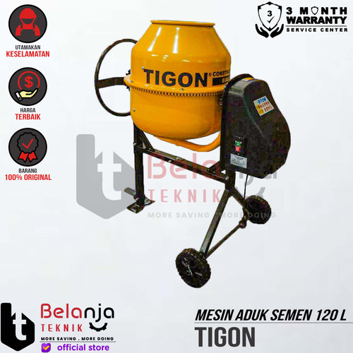 [EZM.3502864] Tigon Mesin Aduk Semen Molen 120 Liter TCM 120 L 500 Watt 6.5 HP