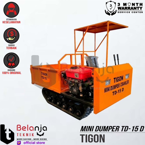 [EZM.3502865] Tigon Mini Dumper Crawler TD 15 D Mesin Hidrolik 1.5 Ton Unit Only