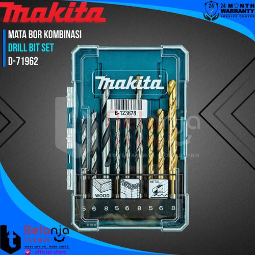 [EZM.3503044] Makita Mata Bor Kombinasi Besi Tembok Kayu Set 9 Pcs Drill Bit D-71962