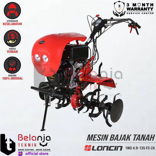 [EZM.3503169] LONCIN Mesin Bajak Tanah 1WG 4.9-135 FC-ZA Cultivator Traktor Tiller