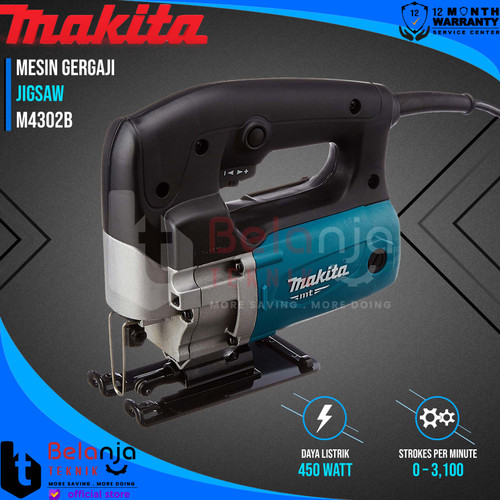[EZM.3503380] Makita MT Mesin Jigsaw Variable Speed M4302B 450 Watt M 4302 B Gergaji