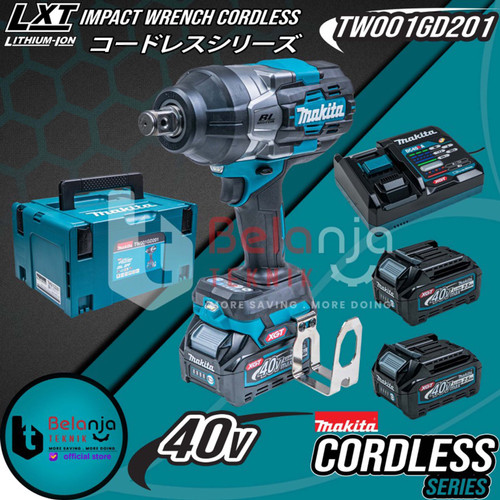 [EZM.3503524] Makita Impact Wrench Cordless TW001GD201 Mesin Pembuka Baut Set 40 V