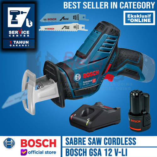 [EZM.3503562] Bosch Mesin Sabre Saw Cordless GSA 12V-LI Charger Baterai 12 V 2 AH